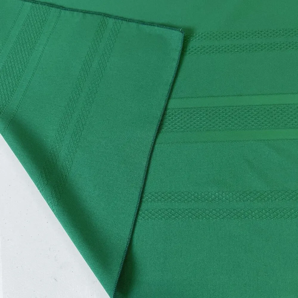 Tablecloth Dark Green Fabric Stripes Sheen Easy Care Polyester 54x51 Dining